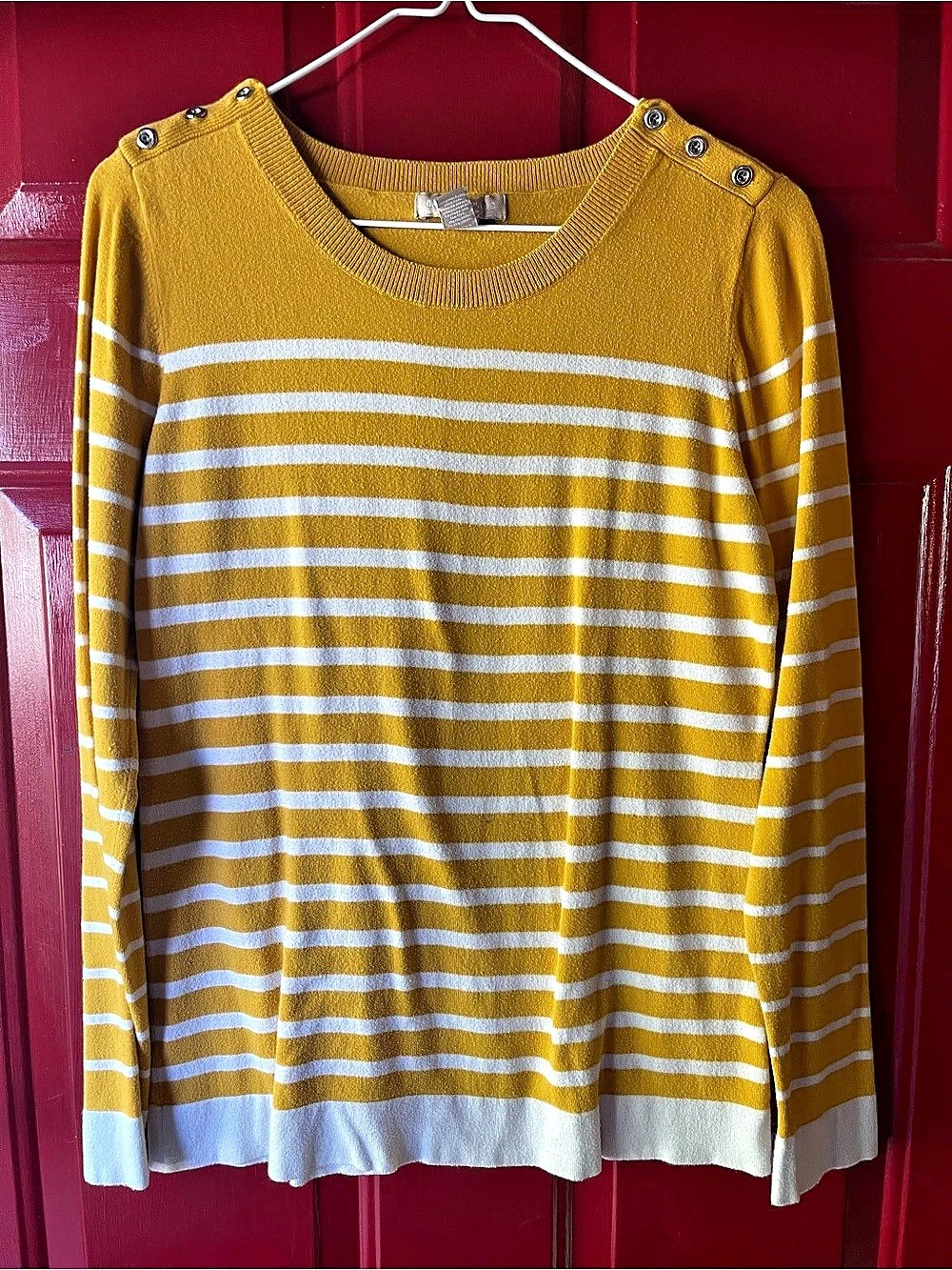 Banana Republic Striped Sweater in Yellow & White Size Medium